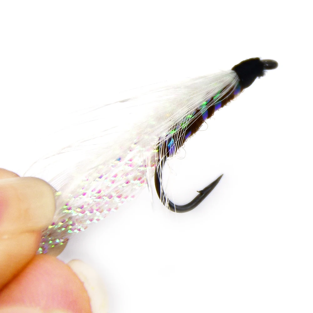 MNFT-cebos de pesca con mosca, 10 piezas, 6 #, blanco, arcoíris, cristal, Flash - imagen 5