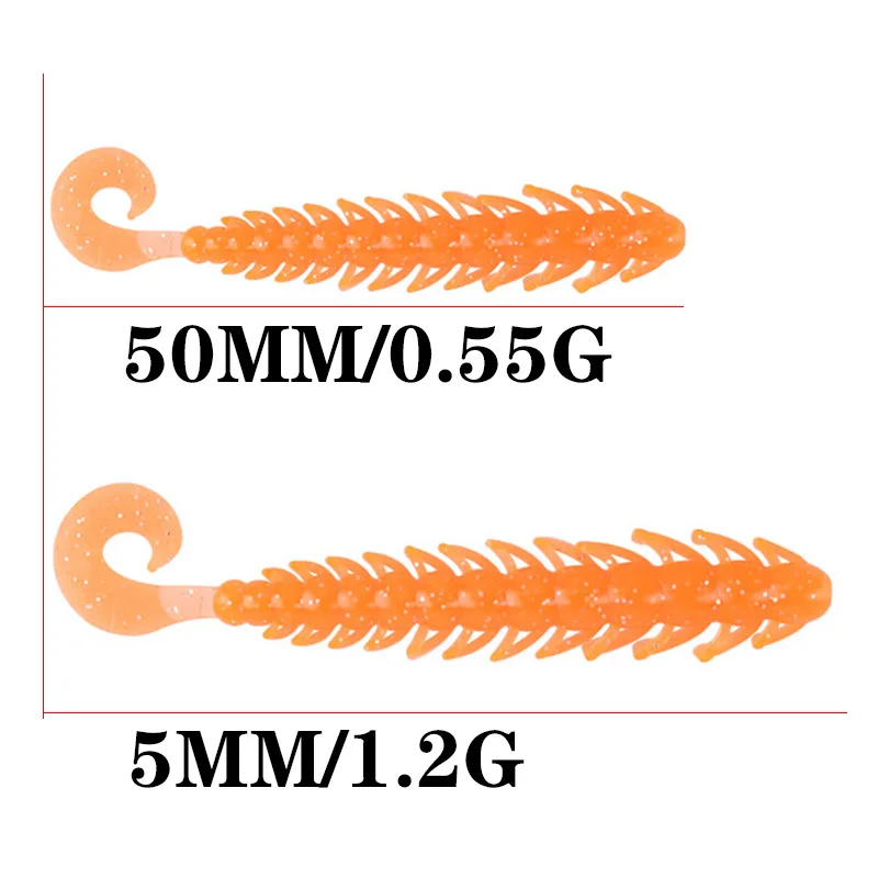 Señuelos blandos de pesca Larva, cebo Artificial de silicona, gusano, Lucio, pececillo, Swimbait, Jigging, Wobblers, 50mm, 65mm, 10 Uds. - imagen 2