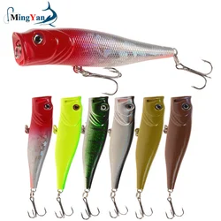 Señuelos de Pesca de 8,5 cm, 13,4g, cebo Topwater Popper, cebo duro de 6 colores, Wobblers artificiales, aparejos de pesca de plástico con ganchos 6 #, 1 unidad