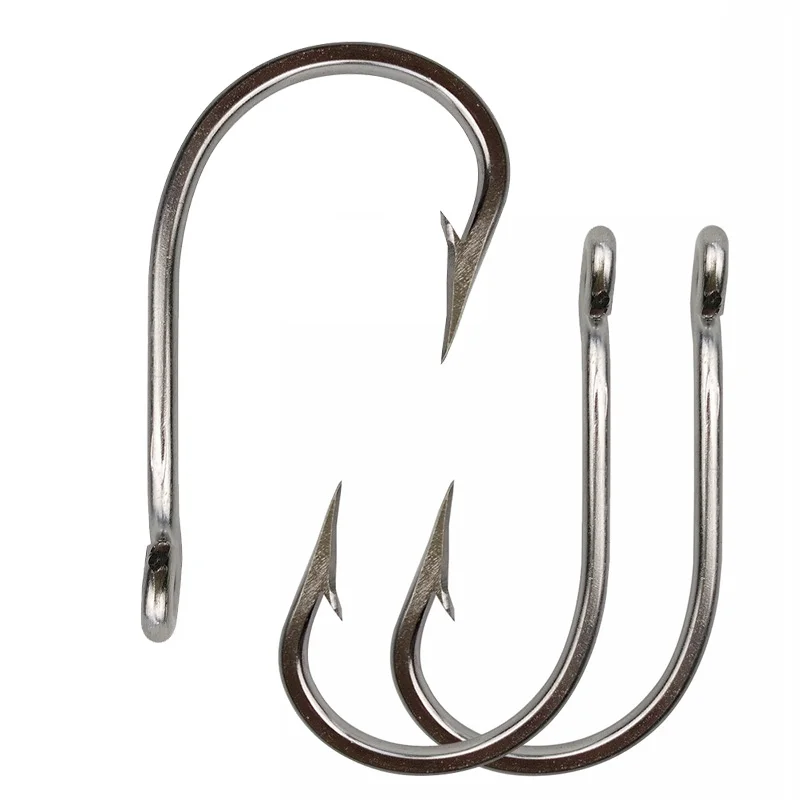 50 Uds 4X anzuelos de pesca de juego grande de acero inoxidable anzuelos de tiburón de agua salada para anzuelos grandes de cocodrilo atún 5/0-13/0
