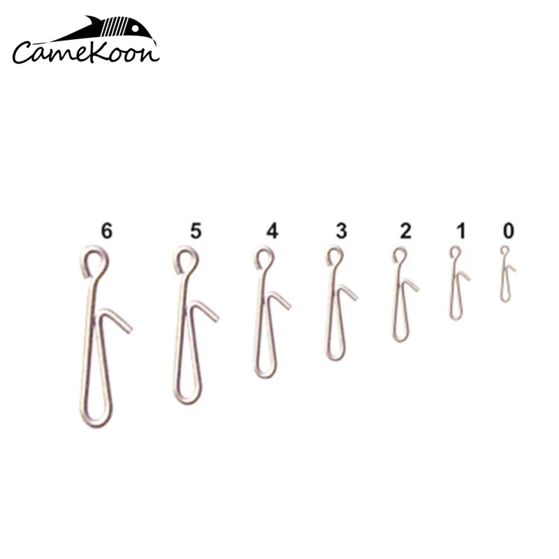 CAMEKOON-broche de pesca rápido, Conector de acero inoxidable de alta resistencia, gancho de velocidad, señuelo de fácil cambio, tamaño 0-6, 100 unids/lote por paquete - imagen 2