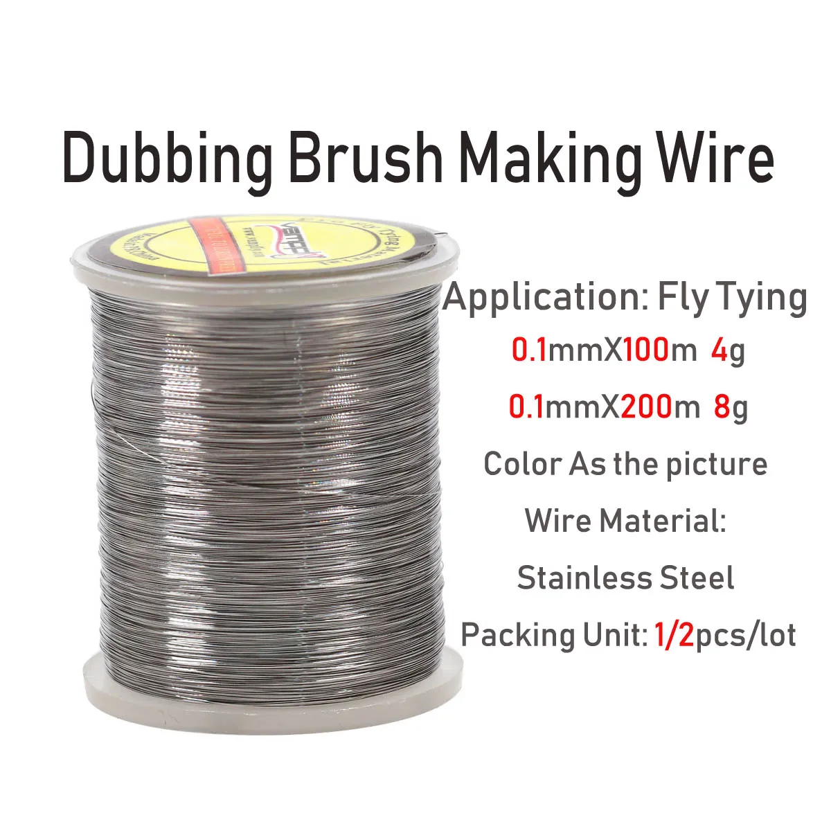 Bimoo-cepillo para doblar cables de acero inoxidable, 0,1mm, atado de moscas, cuerpo, cepillo para doblar cables, alambre para agregar peso, cepillos grandes para moscas de Lucio - imagen 2