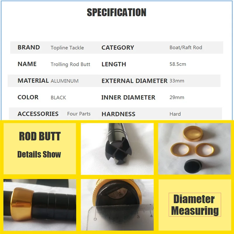 Topline-caña de pescar para barco, Material de fibra de vidrio, curvo - imagen 3