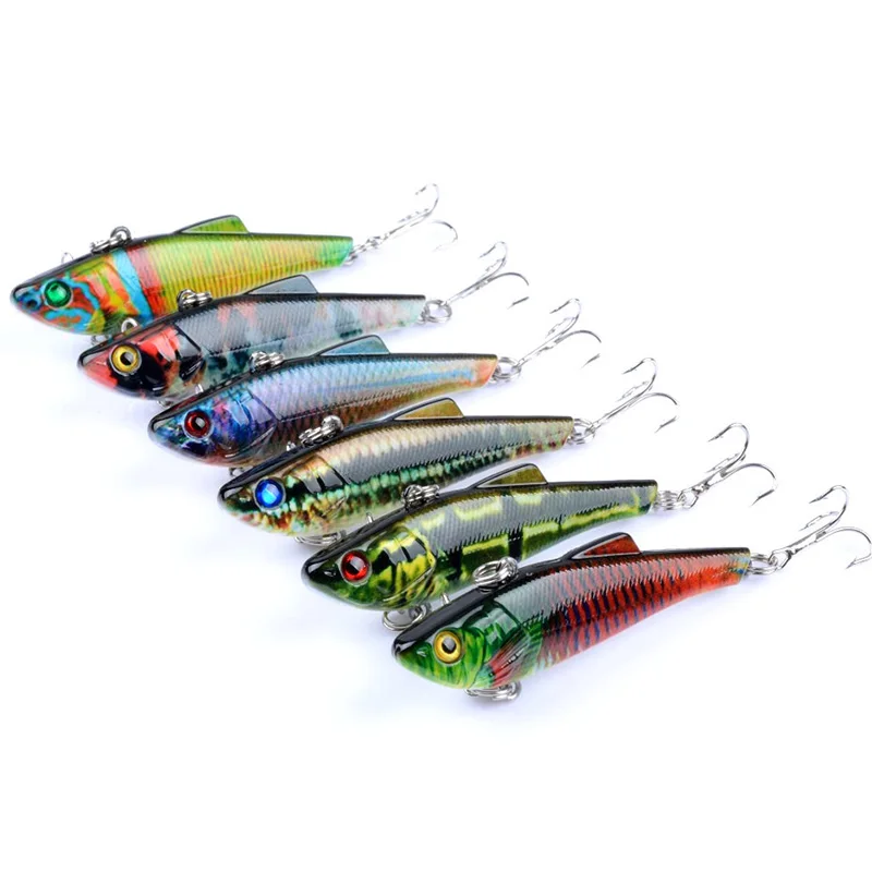 Señuelos de Pesca Vib de hielo para invierno, 1 piezas, 70mm, 6,5g, pintura 3D realista, cebo duro, ojos artificiales, plantilla Wobbler, señuelo de manivela, aparejos de Pesca - imagen 2