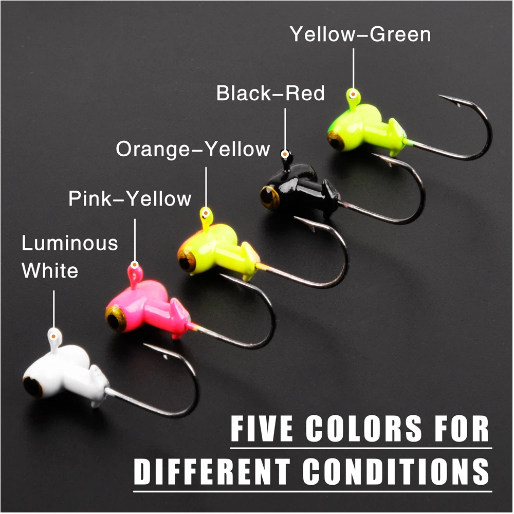 Anzuelo de pesca con cabeza plomada, cabeza plomada de fútbol, manivela afilada de púas, gancho de cabeza plomada para gusanos blandos, accesorios de cebo para lubina, 35 unids/lote por caja - imagen 5