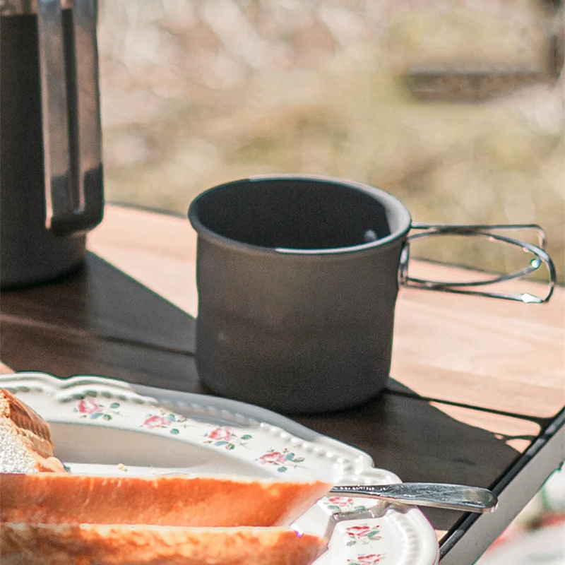 Taza portátil de titanio para acampar, tazas de café plegables, vajilla de Turismo, taza de té de acero inoxidable para exteriores, utensilios de Picnic, 150ML - imagen 4