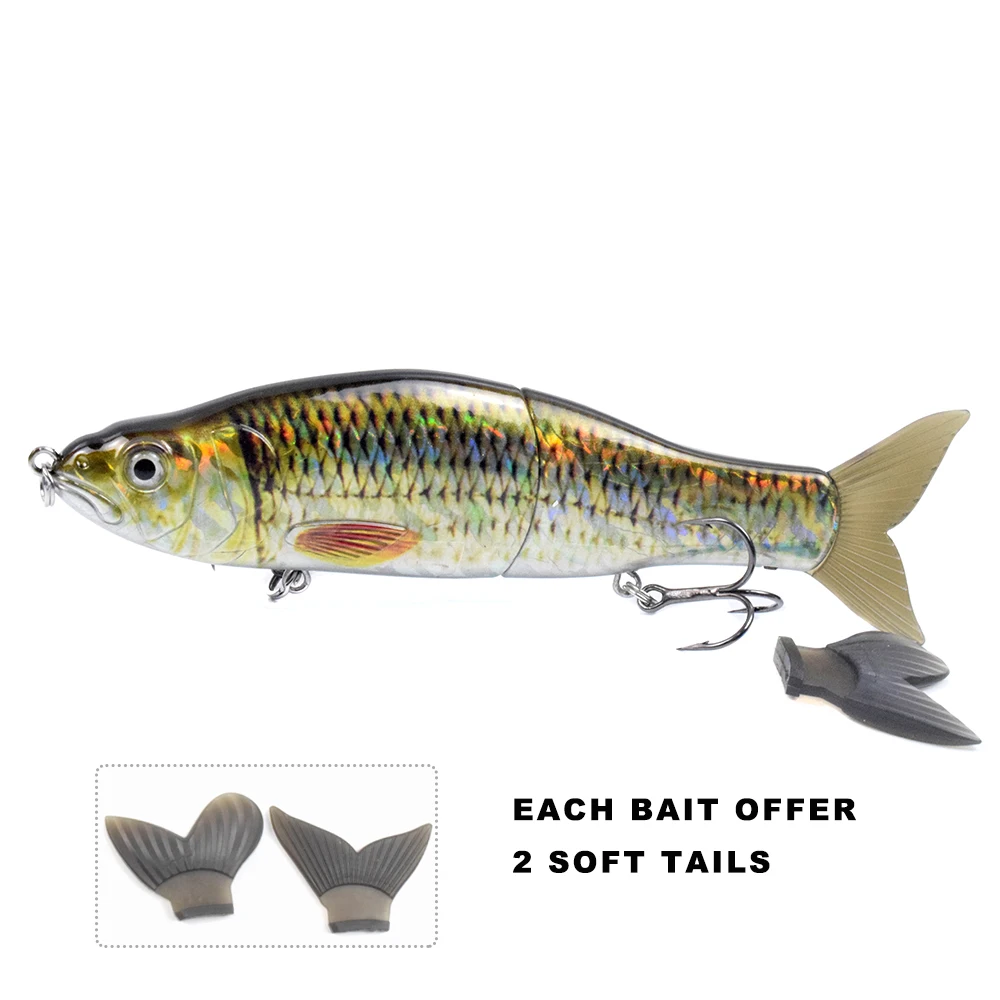CCLTBA-Señuelos de Pesca articulados Wobbler, 6,5 pulgadas, 56g, cebo de deslizamiento duro, flotador de cola suave, aparejos de pesca Swimbait Bass - imagen 3