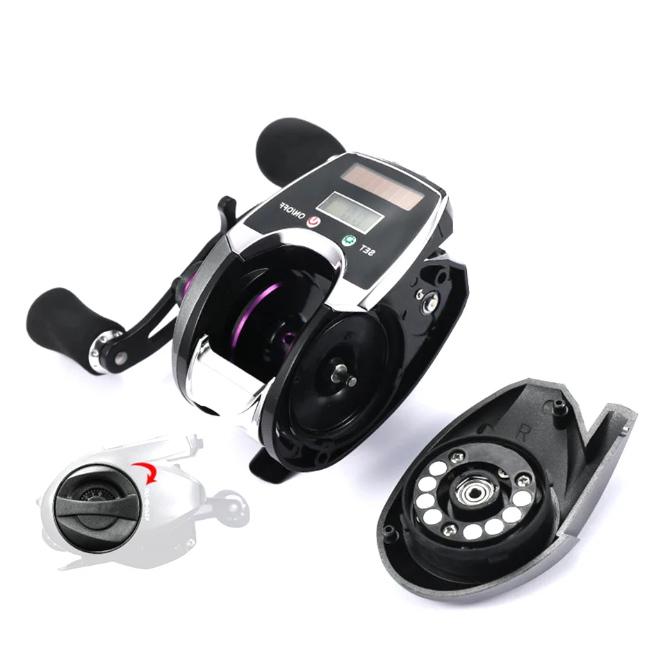 Carrete de pesca eléctrico con pantalla Digital de Metal, rueda de Baitcasting recargable con freno magnético de 9 engranajes, equipo de pesca giratorio - imagen 5