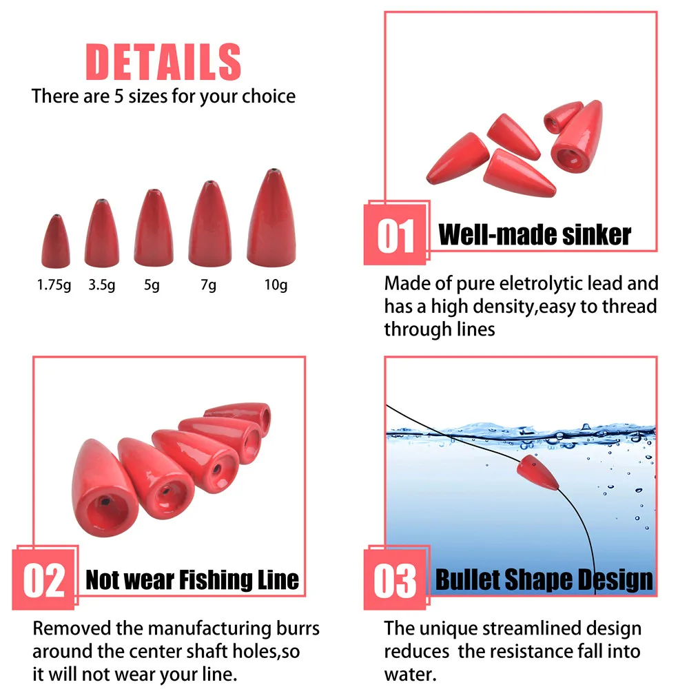 Pesas de pesca de Casting, aparejo de pesca de lubina, recubrimiento ecológico, 24 unids/caja - imagen 5