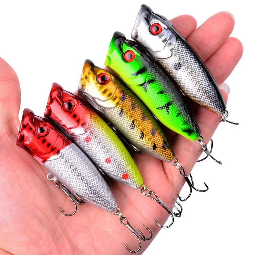 Señuelo de Pesca Popper de 7cm y 12g, cebo Artificial duro Topwater con 2 anzuelos triples, Señuelos de Pesca de carpa Wobbler Crankbait, 1 ud. - imagen 2