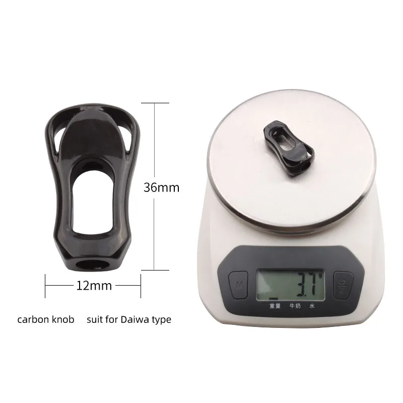 Kawa 2 uds mango de carrete de pesca perilla de carbono accesorio basculante de pesca perilla de materiales de carbono solo luz 3,7 g/pc de alta calidad - imagen 3