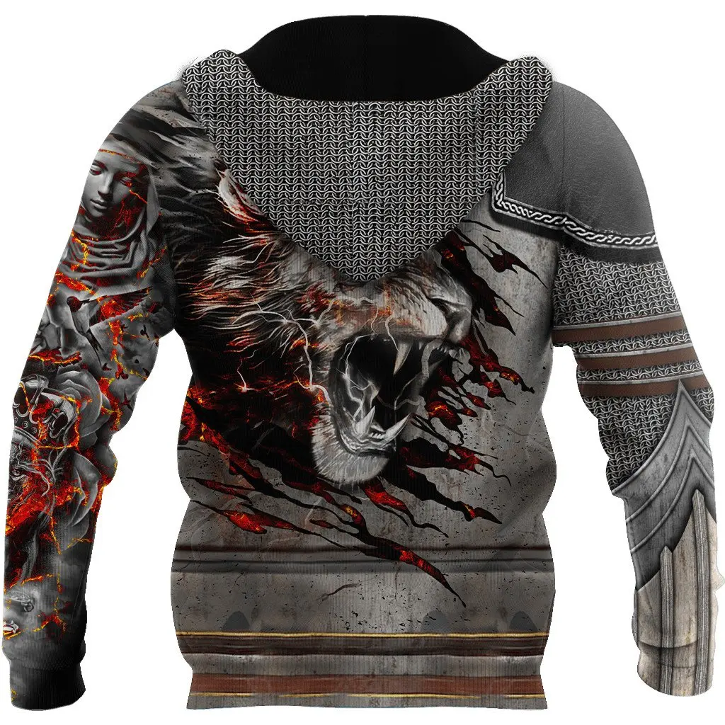 Hermoso tatuaje de León de Amor 3D completamente estampado hombres otoño Sudadera con capucha Unisex Sudadera con capucha jersey con cremallera ropa de calle Casual KJ470 - imagen 3