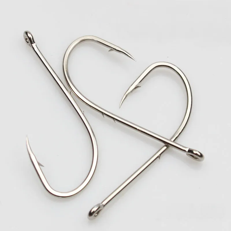 50 Uds anzuelo de pesca de caña larga 1 # -12 #   Caja de aparejos de anzuelos de pesca con cebo estrecho compensado con púas afiladas de acero rico en carbono - imagen 4