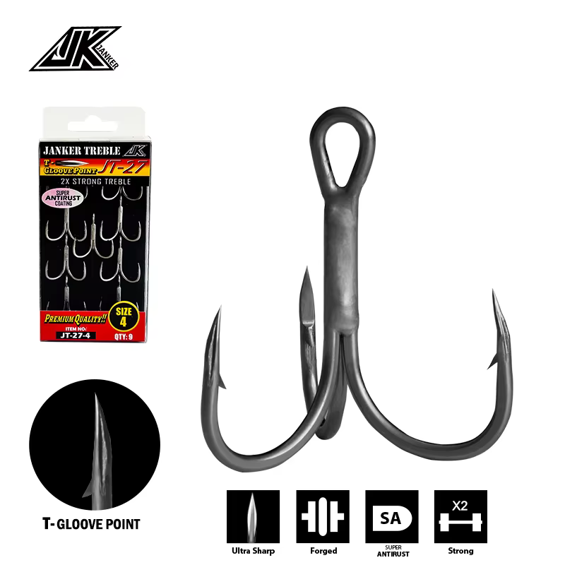 JK JT-27 anzuelos triples – Punta T-Gloove curva redonda antioxidante