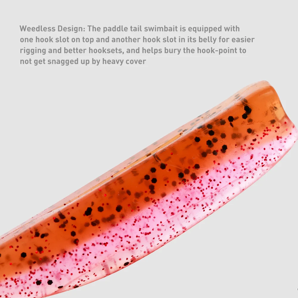 JOHNCOO-Cebo blando TPR Swimbait de cola de paleta, 70mm, 2,3g, señuelo Jigging, cebos artificiales Wobblers, señuelo de pesca de lubina, 6 uds. - imagen 5