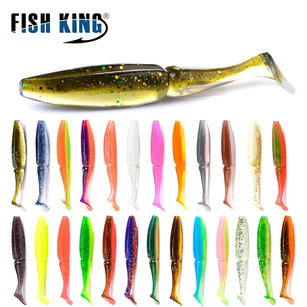 FISH KING-señuelo de pesca de silicona suave, 9-10,5 cm, cola en T, 6-10 Uds., cebos artificiales de goma, Wobblers para lubina