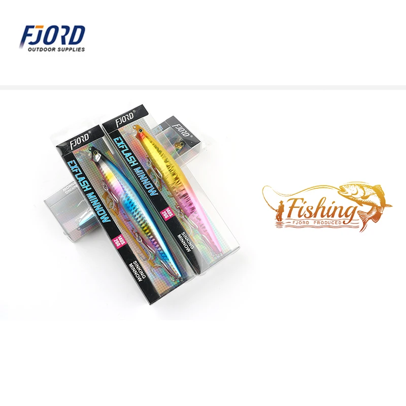FJORD 140mm 26g hundimiento pececillo negro agua salada lubina Pike cebos duros de fundición larga cebos artificiales de tungsteno equipos de pesca