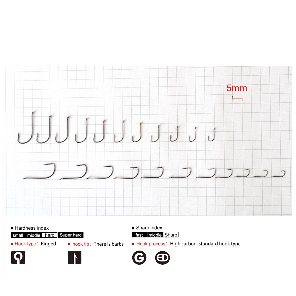 FTK-007-gancho de pesca de acero al carbono con anillo, accesorio afilado para carpa, 10 púas, tamaño 4/0, CHINU - imagen 4