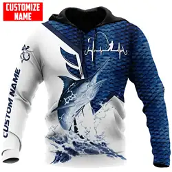 Sudadera de pesca Marlin Fishing con capucha y estampado 3D Unisex