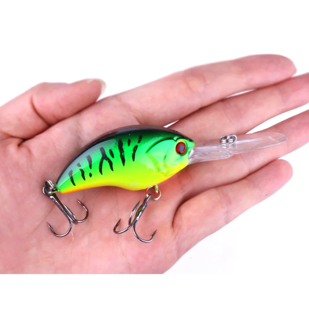 HENGJIA 13G 9CM Señuelos de Pesca cebo de manivela de roca Crankbait Minnow Bass anzuelos triples nadar señuelo duro cebos Wobbler lengua larga y grande - imagen 3