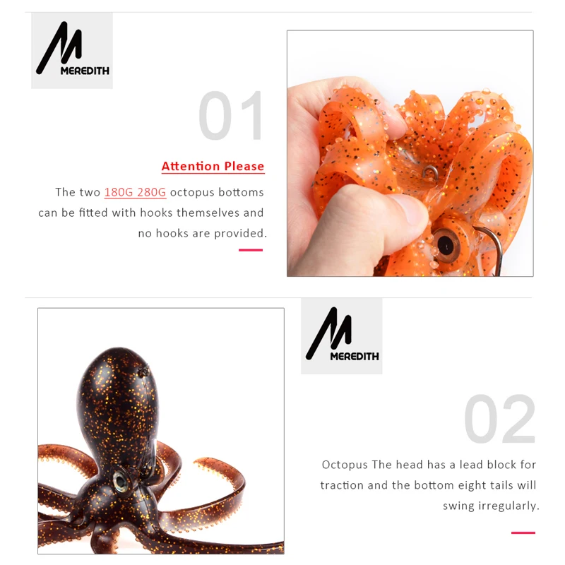 MEREDITH-Señuelos de Pesca de silicona Artificial, cebos blandos de cola larga de 90mm, 200mm y 240mm, lubina, trucha, sábalo - imagen 2