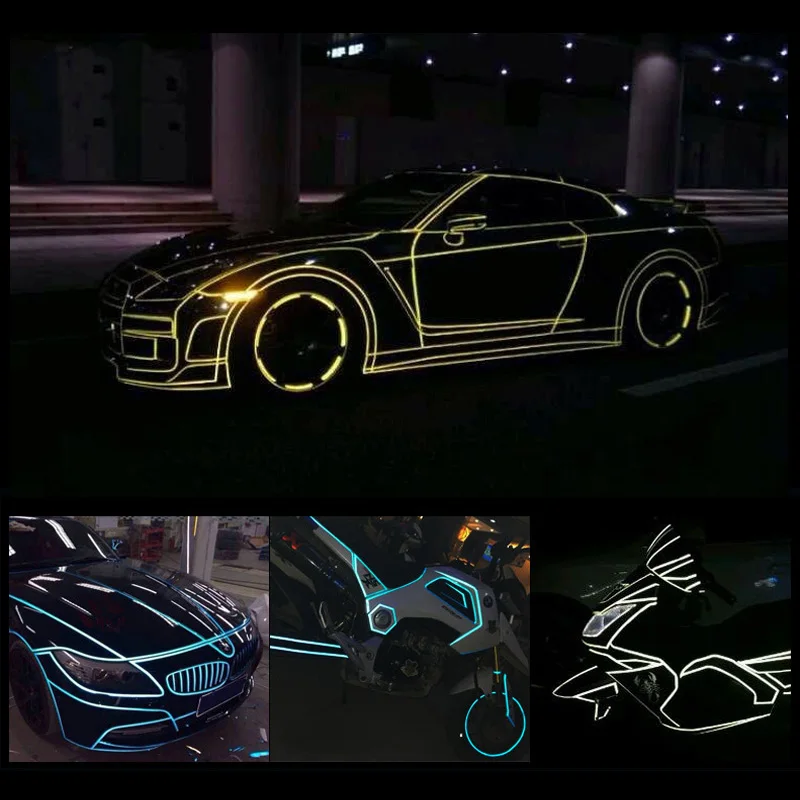 Mosodo-cinta reflectante de 8 metros para bicicleta, pegatinas de advertencia, Reflector de ciclismo, luz de seguridad a rayas, decoración de coche y motocicleta - imagen 4