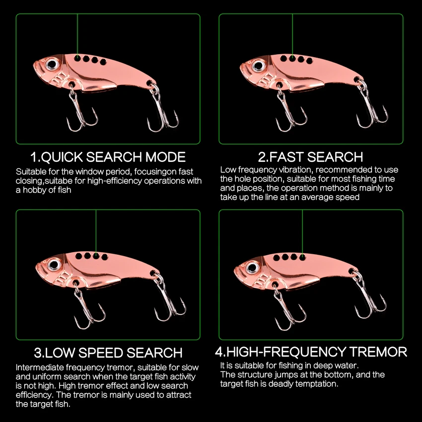 Señuelos de Metal VIB para pesca, cebo duro Artificial para pececillos, Wobbler, plantilla de vibración para peces, carpa y lubina, 1 pieza, 3g-15g - imagen 3
