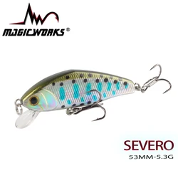 Magic WORKS-señuelo de pesca Wobbler, Mini pececillo hundido, 52mm, 5,3g, trucha, lubina, cebo duro de plástico Artificial, aparejos de pesca Crankbait