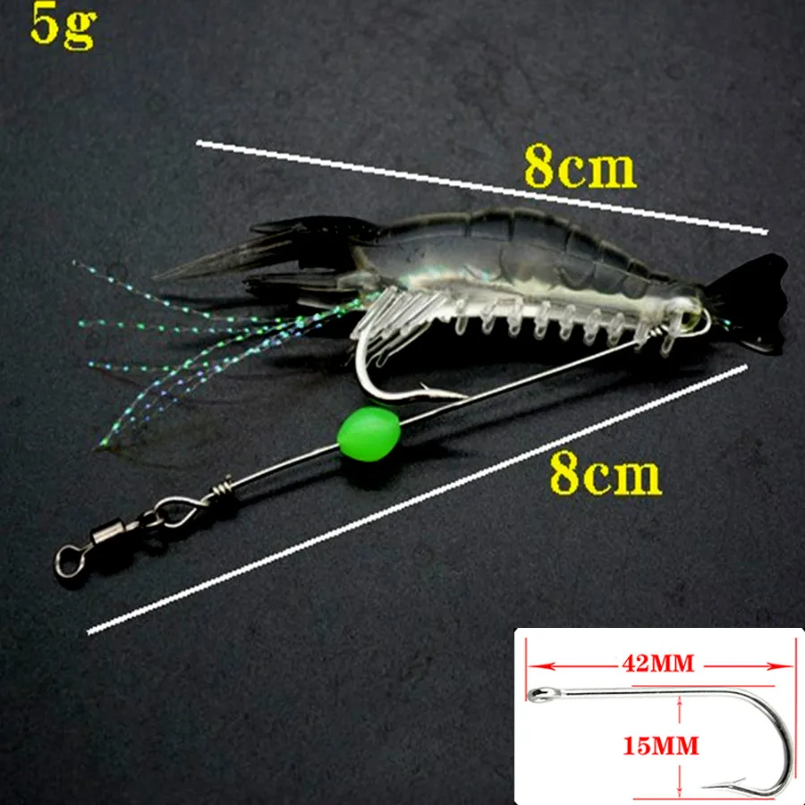 Cebo Artificial luminoso de silicona suave con cuentas, anzuelo giratorio para pesca, aparejo Sabiki, aparejos de pesca de mar, 7 piezas, 8cm, 5g - imagen 3