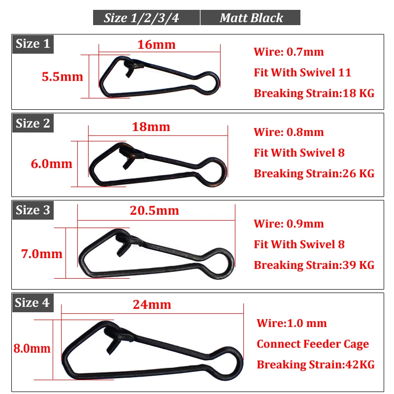 Accesorios de 20 piezas para pesca de carpa, gancho rápido a presión, Clips giratorios para carpa, aparejos de pesca - imagen 4