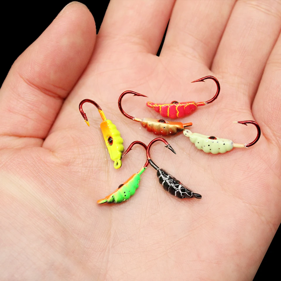 WALK FISH-Mini señuelo de pesca Jigging, cebo de Metal, gusano, cabeza de plomo, 6 piezas, 21MM/1,5G, para invierno
