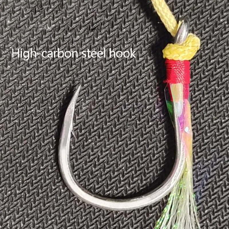 OBSESSION HK002 3 bolsas 1/0 2/0 3/0 4/0 5/0 anzuelos de asistencia de carbono señuelo de plantilla de Metal anzuelos de púas individuales anzuelos de pesca con señuelo de agua salada - imagen 4