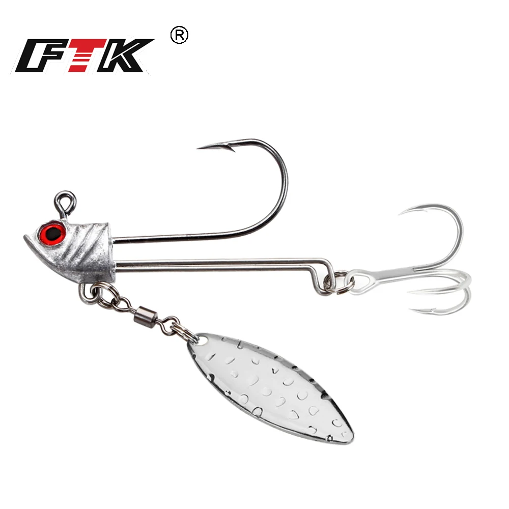 FTK-anzuelos de pesca de acero con alto contenido de carbono, señuelo suave con púas, aparejos de cebo, 2g-9g - imagen 5