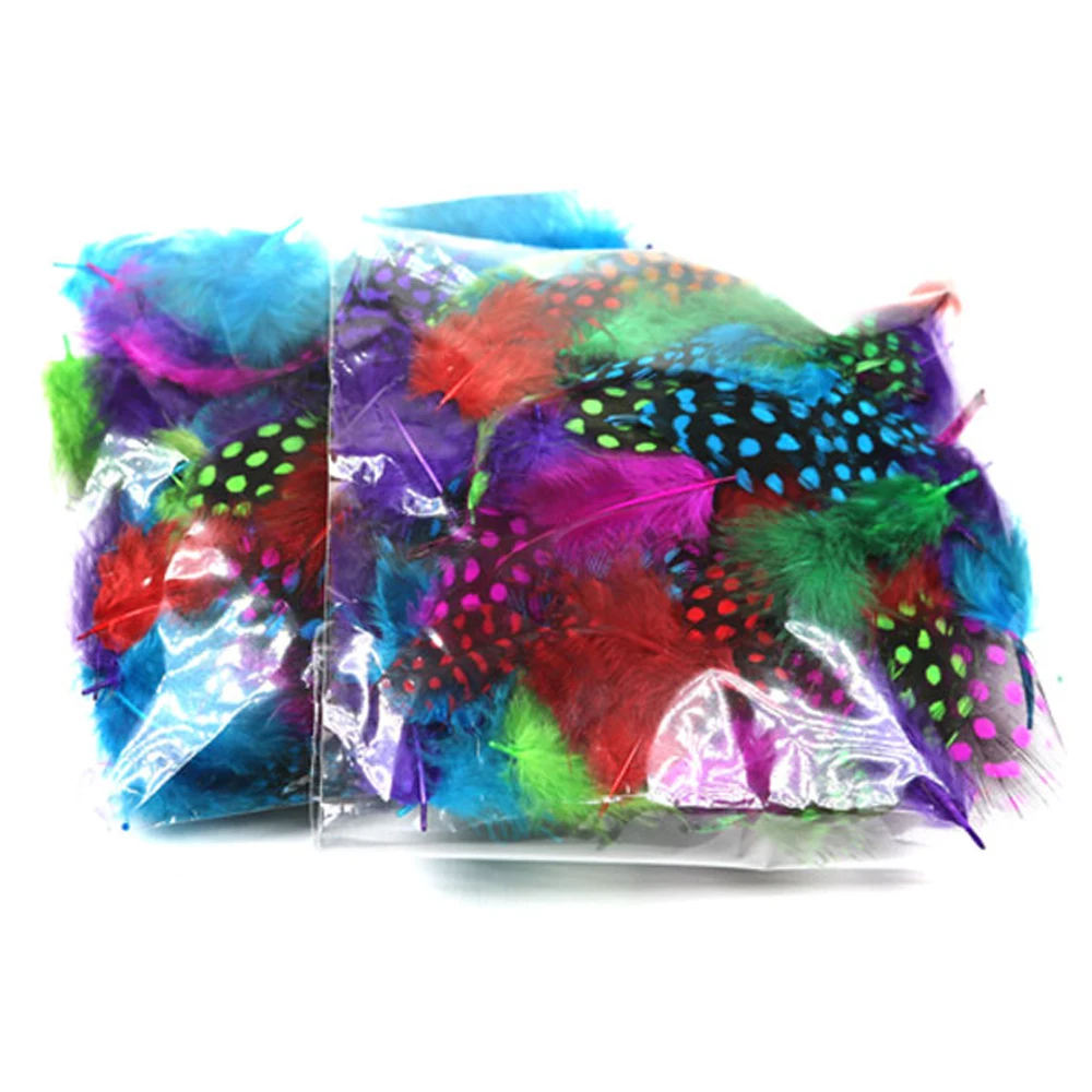 ICERIO-50 piezas de colores mezclados, plumas de gallina, Perla de Guinea, moscas, cola de mejillas, serpentinas, mojado, seco, Material para atar moscas