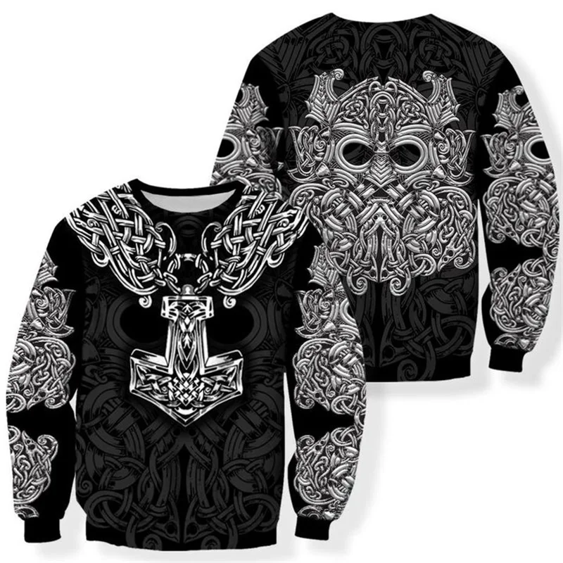Mjolnir Odin Armor Tattoo 3D completamente estampado Unisex Deluxe Sudadera con capucha hombres sudadera Zip pulóver chaqueta Casual chándal KJ306 - imagen 3