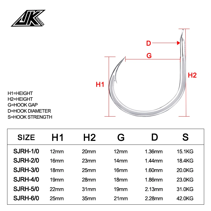 JK SJRH Anzuelos Jigging – Señuelo Plano de Carbono para Atún - imagen 5