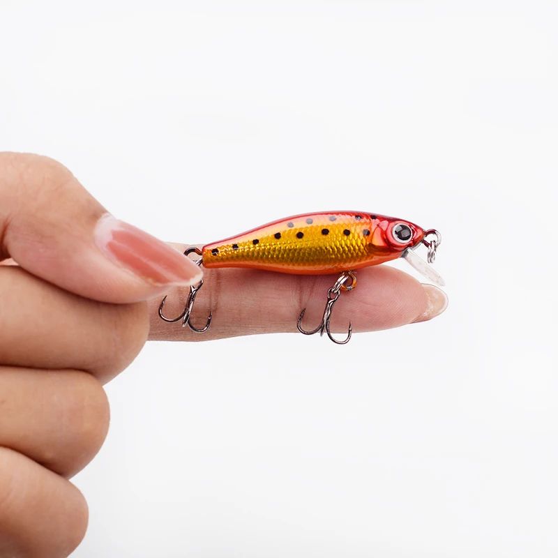 Wobblers Jerkbait-Mini cebo duro de 4,8 cm y 3g, Señuelos de Pesca con manivela pequeña para pececillos, aparejos de agua dulce salada, señuelo de hundimiento