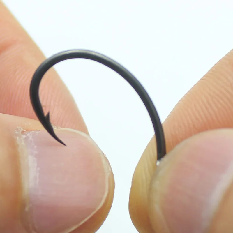 30 Uds gancho carpa revestimiento de PTFE anzuelos de carpa acero alto en carbono negro mate con Micro púa 2 4 6 8 accesorios para aparejo de pesca de carpa - imagen 4