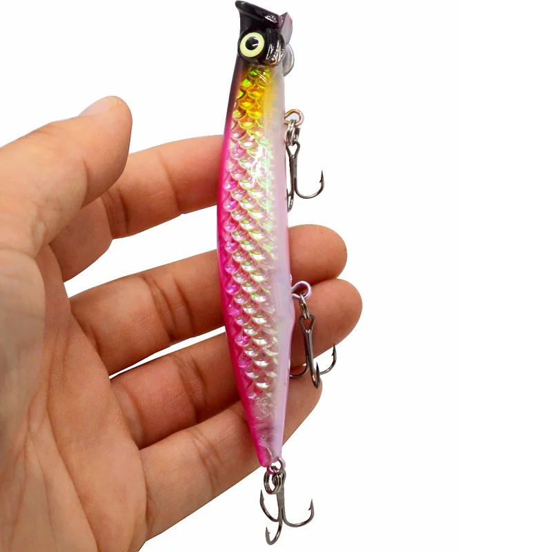 Señuelo de pesca Popper 11 cm/13g cebo duro fundido de largo alcance 3 ganchos señuelos artificiales agua superior Poper lote 5 piezas venta - imagen 5