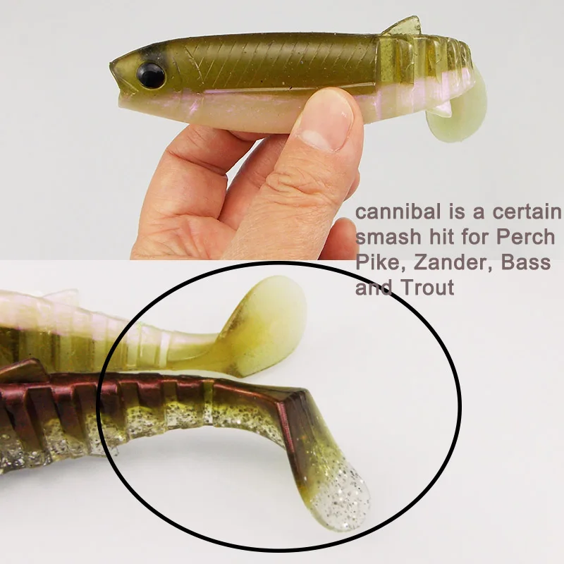 Señuelo de pesca KESFISHING Cannibal, cebo de plástico blando de 6 "para peces grandes, accesorios de pesca, olor a camarón con sales, colores dobles - imagen 4