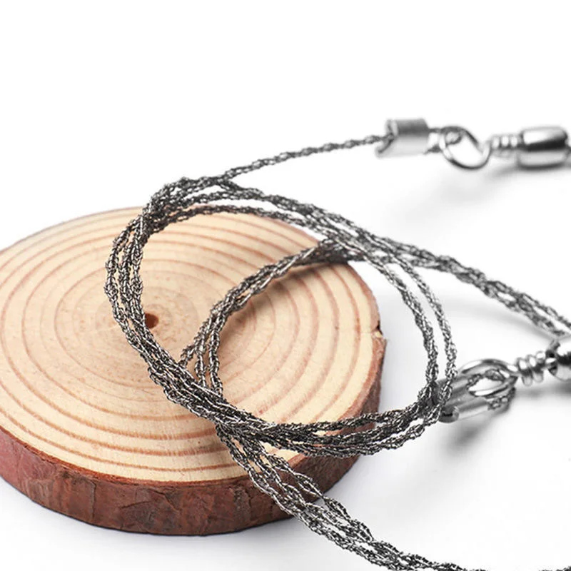 Sierra de alambre portátil de acero inoxidable, herramienta de supervivencia de emergencia al aire libre, con mango de dedo, 60cm - imagen 2