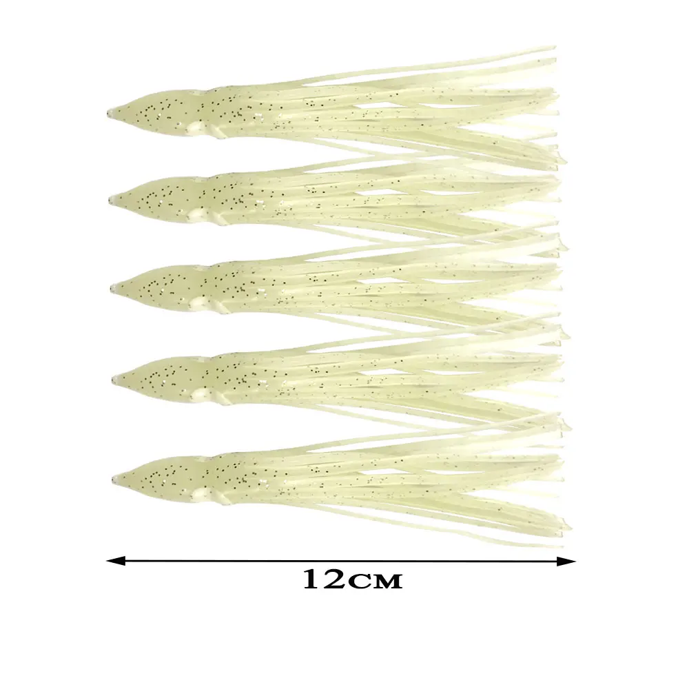 Atsuim 10 uds/20 piezas Uds 12cm pulpo señuelo suave goma luminosa anzuelos de calamar faldas pez vela cebos artificiales aparejos de pesca - imagen 3