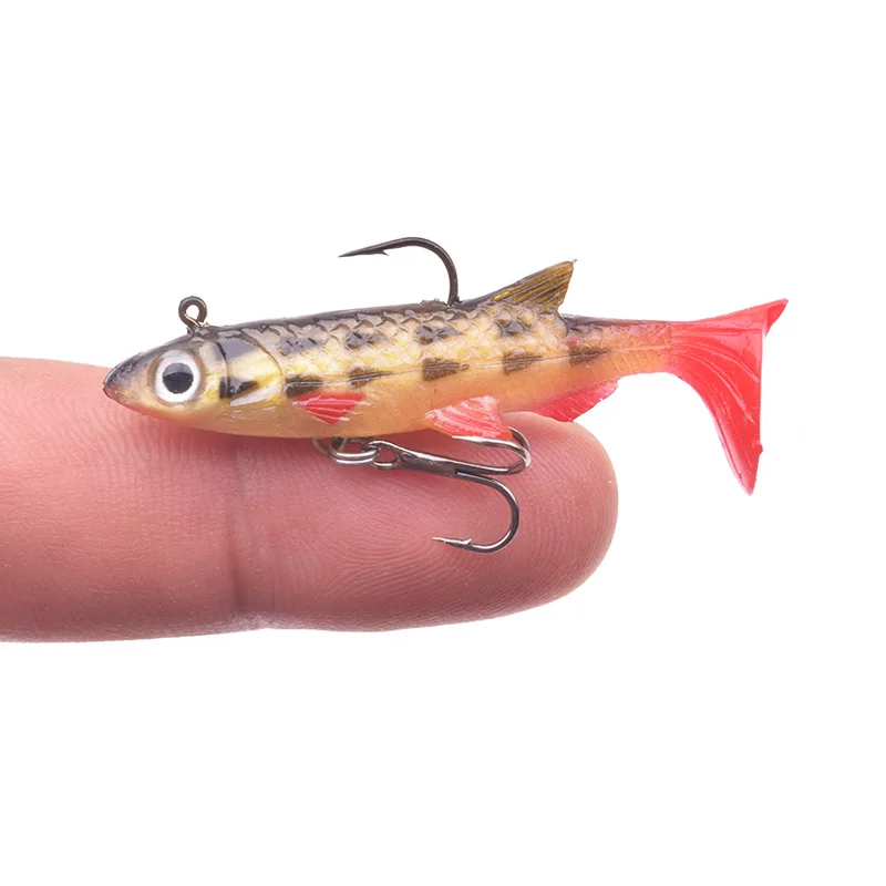 Cebo blando de cola en T pequeña, cabeza de plantilla, Swimbaits de silicona, señuelo de pesca biónica Artificial, Wobblers para Sábalo, lubina, Lucio, 50mm, 3,5g, 1 pieza - imagen 4