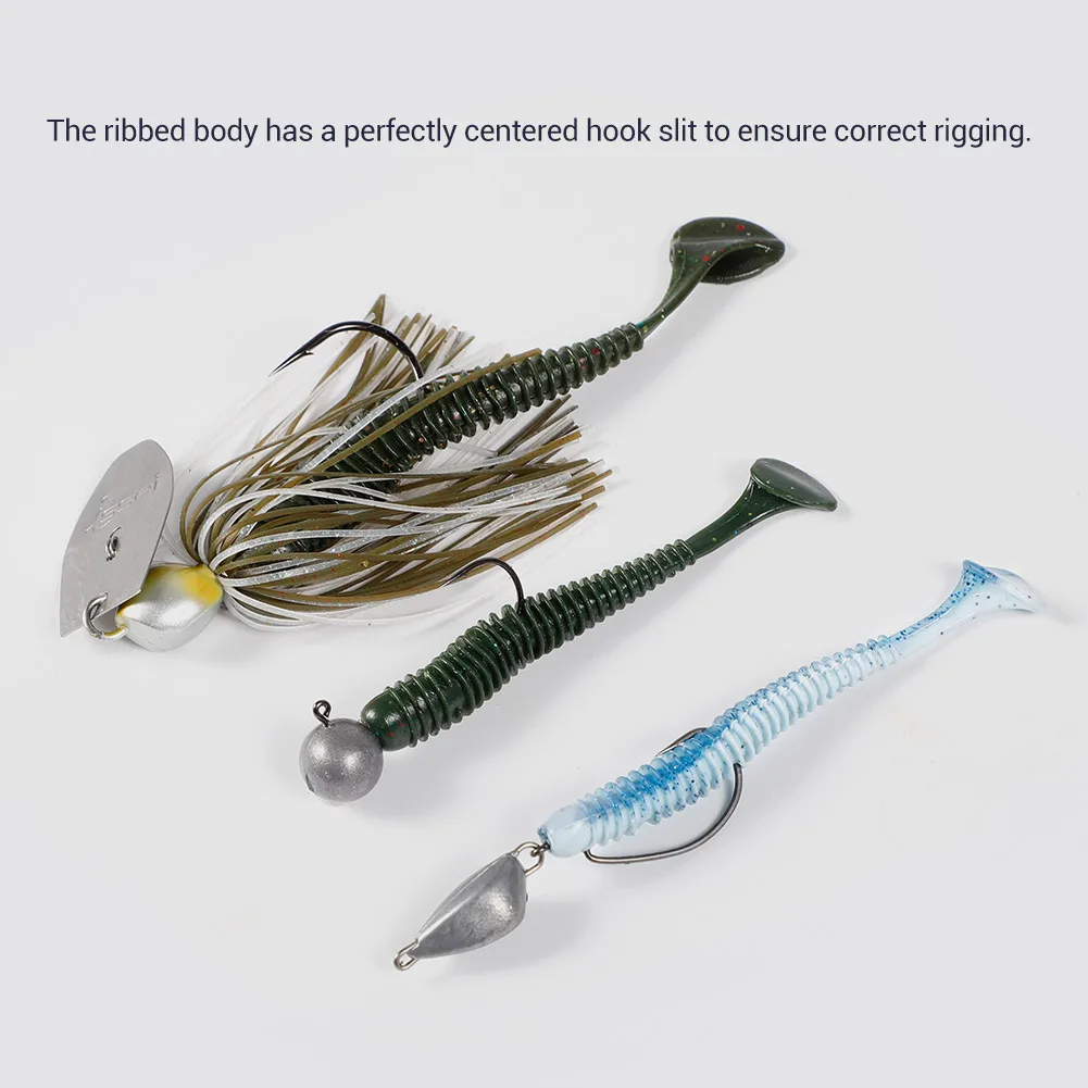 Bassland Shad de vinilo acanalado cola de paleta para jigging - imagen 2
