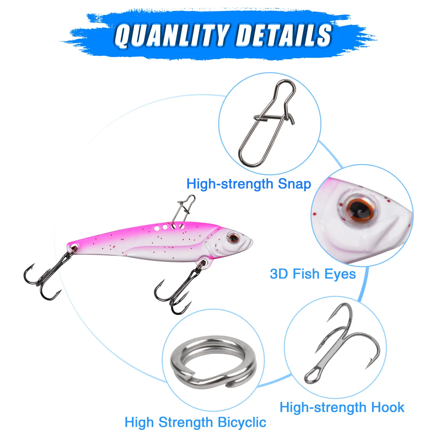 Señuelo de Metal VIB, cucharas de pesca Jigging, cebos de hoja de Metal duro, Señuelos de pesca de lubina, Swimbait para lubina, señuelo de trucha Walleye, 5 uds. - imagen 5