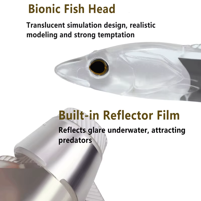 Señuelo de pez espada transparente, cebo biónico de pesca en agua salada, Reflector incorporado, 15cm/20cm, 2 unidades por juego - imagen 4