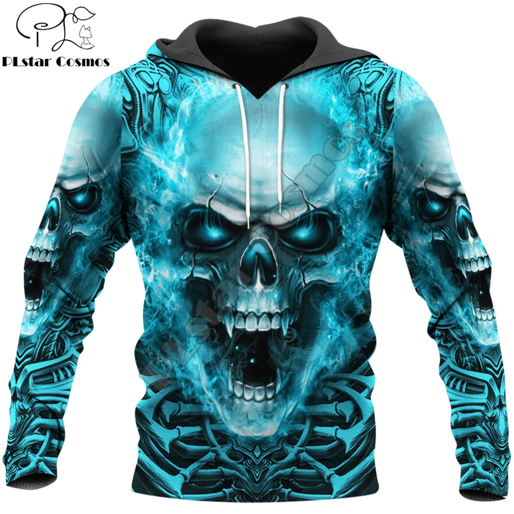 Sudadera con capucha de otoño para hombre con estampado 3D de calavera de terror de Halloween, ropa de calle Unisex, chaqueta informal con cremallera, jersey KJ655