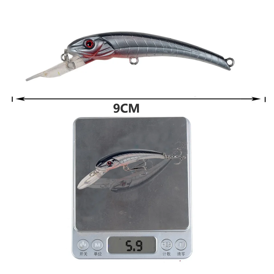 Señuelos de Pesca Minnow, cebo duro de 9cm, 6g, wobbler, Lucio, cebos artificiales de plástico para aparejos de pesca Crankbait, 1 ud. - imagen 4