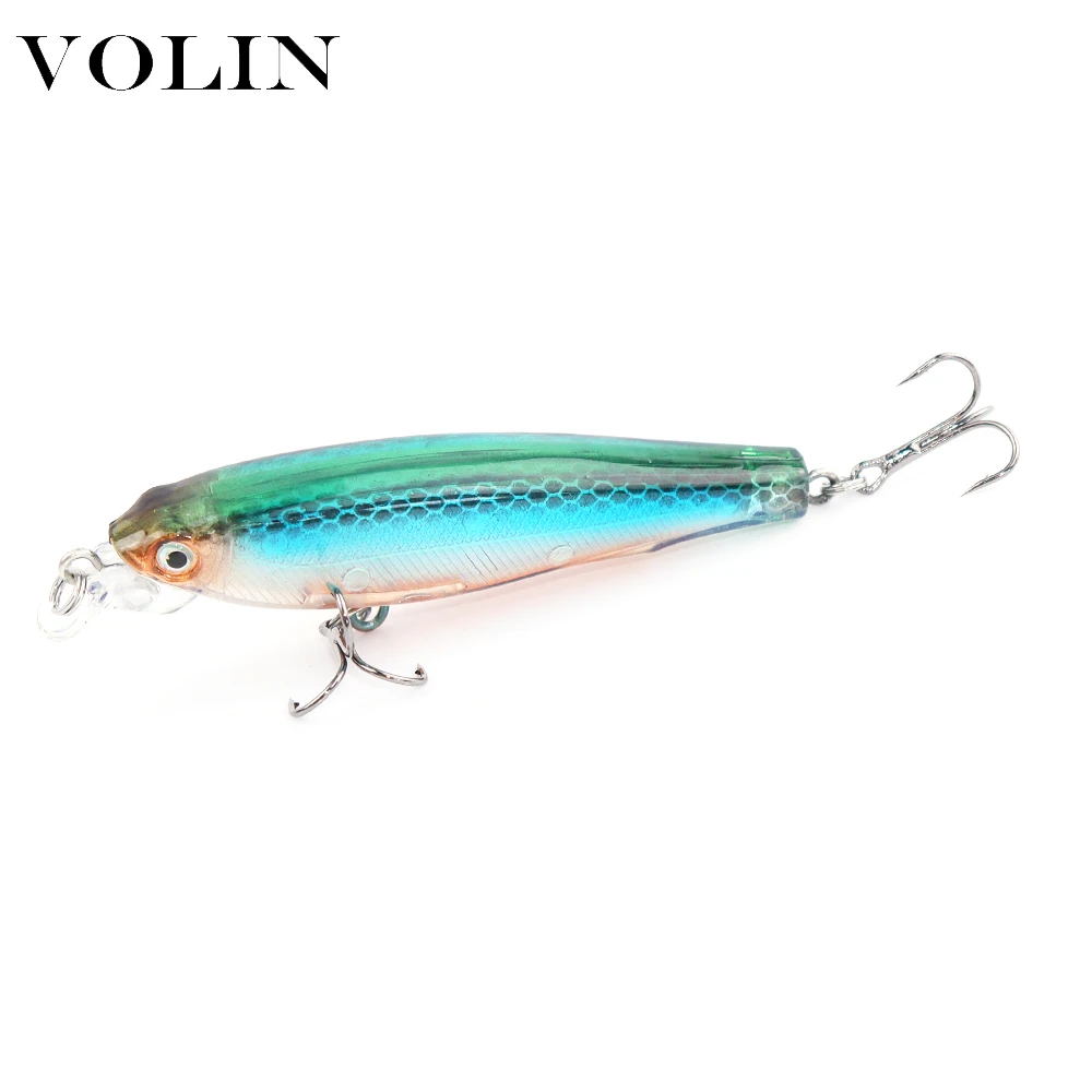 Volin-señuelo de pesca Wobbler Minnow, aparejos de lubina, manivela Baits70mm7.5g con 2 anzuelos, novedad, 1 ud. - imagen 4
