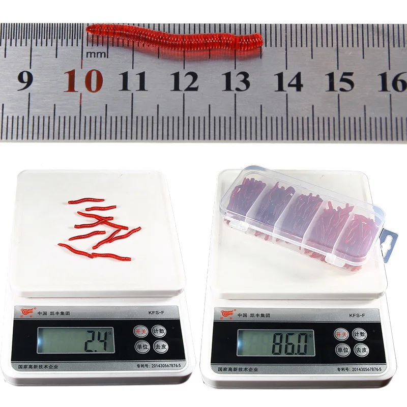 Señuelo De Pesca suave, señuelo De simulación De gusano De tierra, caja De entrega De 200 barras, cebo De Pesca De lubina, señuelos De plástico blando - imagen 5